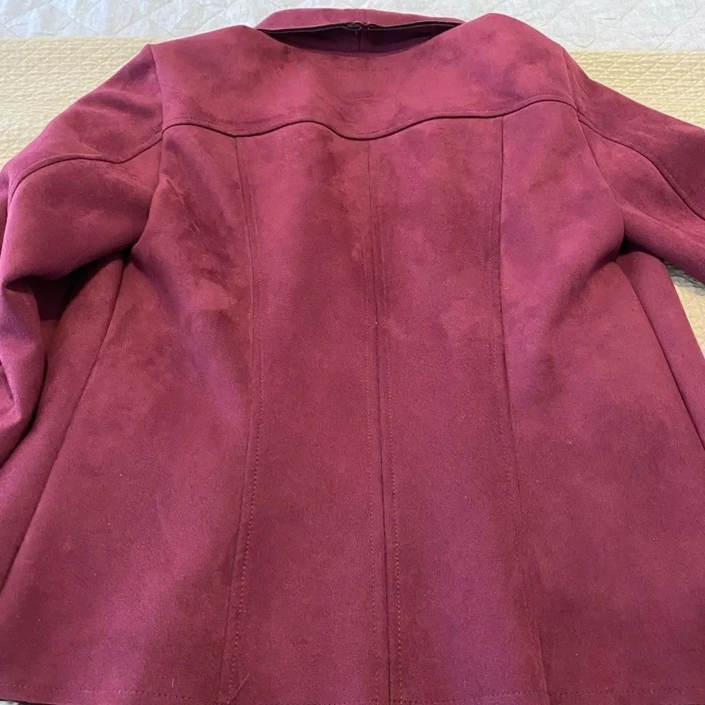 💼Like New KUT Wine Carina Moto Jacket, Asymmetrical Zipper side slash po… - Picture 4 of 13